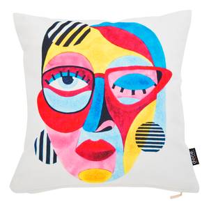 Housse de coussin Colourful Face Velours- Multicolore