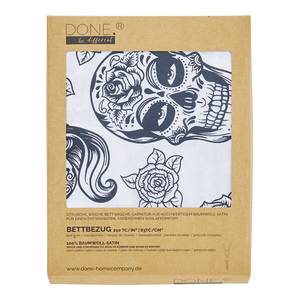Bettwäsche Skulls Baumwollstoff - Schwarz / Weiß - 155 x 220 cm + Kissen 80 x 80 cm