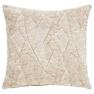 Housse de coussin Leaf Lines Tissu mélangé - Beige / Marron