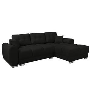 Ecksofa Alport Mircofaser - Microfaser Enza: Schwarz - Longchair beidseitig montierbar