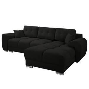 Ecksofa Alport Mircofaser - Microfaser Enza: Schwarz - Longchair beidseitig montierbar