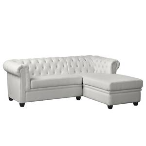 Ecksofa Dormir Webstoff Sogol: Lichtgrau - Breite: 208 cm - Ottomane davorstehend rechts