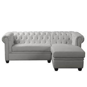 Ecksofa Dormir Webstoff Sogol: Rauchgrau - Breite: 208 cm - Ottomane davorstehend rechts