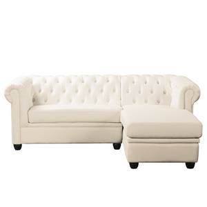 Ecksofa Dormir Webstoff Sogol: Creme - Breite: 208 cm - Ottomane davorstehend rechts