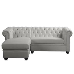 Ecksofa Dormir Webstoff Sogol: Rauchgrau - Breite: 208 cm - Ottomane davorstehend links