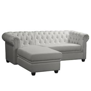 Ecksofa Dormir Webstoff Sogol: Rauchgrau - Breite: 208 cm - Ottomane davorstehend links