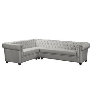 Ecksofa Denzel Webstoff Sogol: Rauchgrau - 265 x 208 cm - Ecke davorstehend links