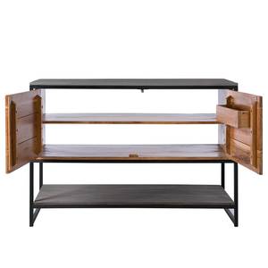 Meuble sous vasque Conjo Acacia massif / Fer - Acacia / Noir - Largeur : 120 cm