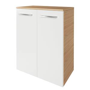 Lage kast B.Style Wit/Lichte eikenhouten look - Breedte: 60 cm - Beide zijden monteerbaar