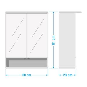 Spiegelschrank B.Style Inklusive Beleuchtung - Eiche Grau Dekor - Breite: 60 cm