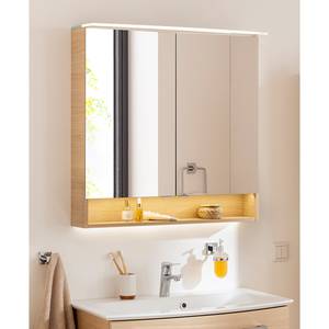 Armoire de toilette B.Style Avec éclairage intégré - Imitation chêne clair - Largeur : 80 cm
