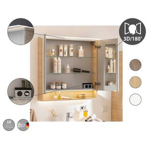 Armoire de toilette B.Style Avec éclairage intégré - Imitation chêne clair - Largeur : 80 cm