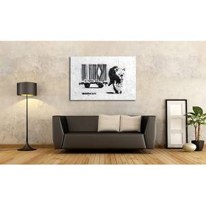 Afbeelding Banksy No.5 linnen/massief sparrenhout - zwart/wit