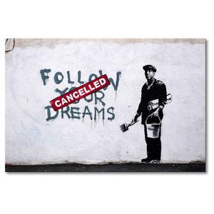 Canvas Follow Dreams linnen/massief sparrenhout - zwart/wit