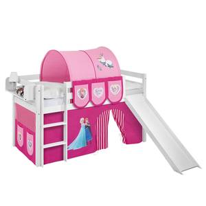 Lit mezzanine Jelle Reine des neiges Rose foncé - 90 x 190cm - Avec toboggan