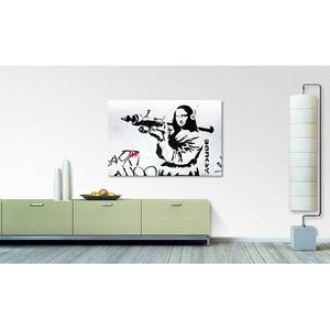 Canvas Banksy No.1 I Tela / Legno massello di abete - Nero / Bianco