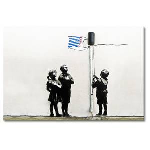 Afbeelding Banksy No.18 I linnen/massief sparrenhout - zwart/wit