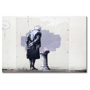 Canvas Banksy No.2 I Tela / Legno massello di abete - Nero / Bianco
