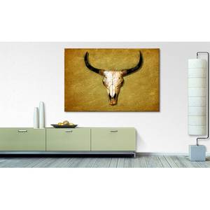 Muurdecoratie The Bull linnen/massief sparrenhout - beige/bruin