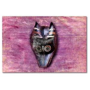Wandbild Mask Animal Leinen / Massivholz Fichte - Pink / Schwarz
