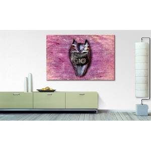 Wandbild Mask Animal Leinen / Massivholz Fichte - Pink / Schwarz