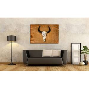 Canvas Buffalo Head Tela / Legno massello di abete - Marrone / Beige