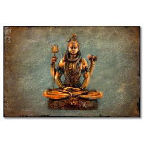 Canvas Lord Shiva Tela / Legno massello di abete - Grigio / Arancione