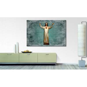 Tableau déco Blessing Jesus Lin / Épicéa massif - Turquoise / Beige