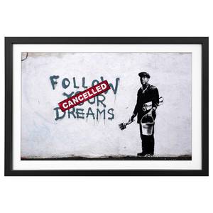 Wandbild Follow Dreams Massivholz Fichte - Schwarz / Weiß
