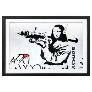 Quadro Banksy No.1 II Legno massello di abete - Nero / Bianco