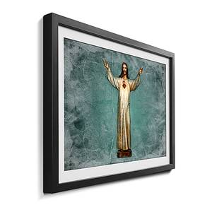 Afbeelding Blessing Jesus massief sparrenhout - blauw/goudkleurig