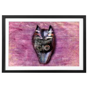 Tableau déco Mask Animal Épicéa massif - Rose / Noir