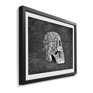 Wandbild Sugar Skull Massivholz Fichte - Schwarz / Weiß