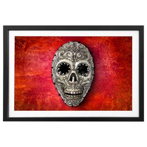 Bild Skull On Red Massivholz Fichte - Rot / Grau