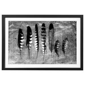 Bild Monochrome Feathers Massivholz Fichte - Schwarz / Weiß