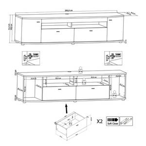 Tv-meubel Intento II hoogglans wit/antracietkleurig - Hoogglans wit/antracietkleurig