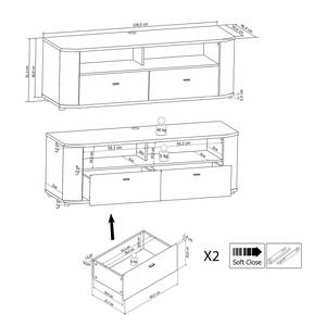 Meuble TV Intento I Blanc brillant / Anthracite - Blanc brillant / anthracite