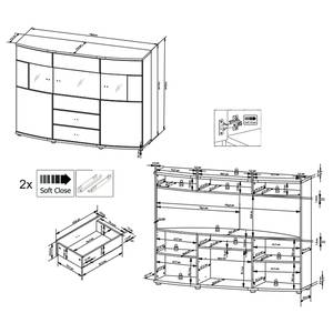 Dressoir Intento I hoogglans wit/antracietkleurig - Hoogglans wit/antracietkleurig