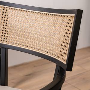 Bürostuhl Devon Webstoff / Esche massiv / Rattan - Creme / Esche Schwarz / Schwarz