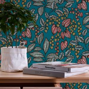 Vliesbehang Floral Impression I Vlies - Blauw/rood