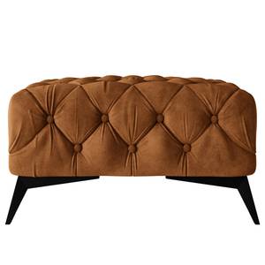 Gestoffeerde hocker Laviva I microvezel - Microvezel Priya: Cognackleurig - Breedte: 80 cm