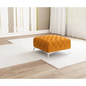 Gestoffeerde hocker Laviva I microvezel - Microvezel Enza: Saffraan - Breedte: 80 cm