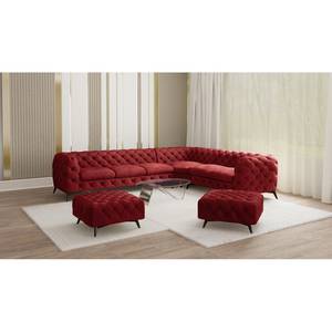 Gestoffeerde hocker Laviva I fluweel - Velours Ravi: Bordeaux - Breedte: 80 cm