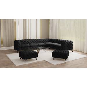 Repose-pieds Laviva I Velours - Velours Ravi: Noir - Largeur : 80 cm