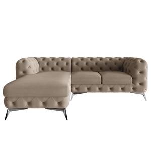 Ecksofa Laviva I Microfaser - Microfaser Enza: Cappuccino - Breite: 261 cm - Ottomane davorstehend links