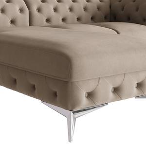 Ecksofa Laviva I Microfaser - Microfaser Enza: Cappuccino - Breite: 261 cm - Ottomane davorstehend links