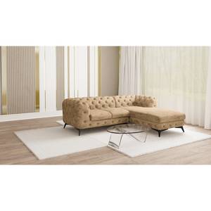 Ecksofa Laviva I Microfaser - Microfaser Priya: Beige - Breite: 261 cm - Ottomane davorstehend rechts