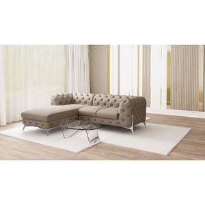 Ecksofa Laviva II Microfaser - Microfaser Enza: Cappuccino - Breite: 261 cm - Ottomane davorstehend links