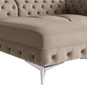 Ecksofa Laviva II Microfaser - Microfaser Enza: Cappuccino - Breite: 261 cm - Ottomane davorstehend links