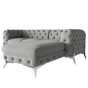 Ecksofa Laviva II Microfaser - Microfaser Enza: Grau - Breite: 261 cm - Ottomane davorstehend rechts